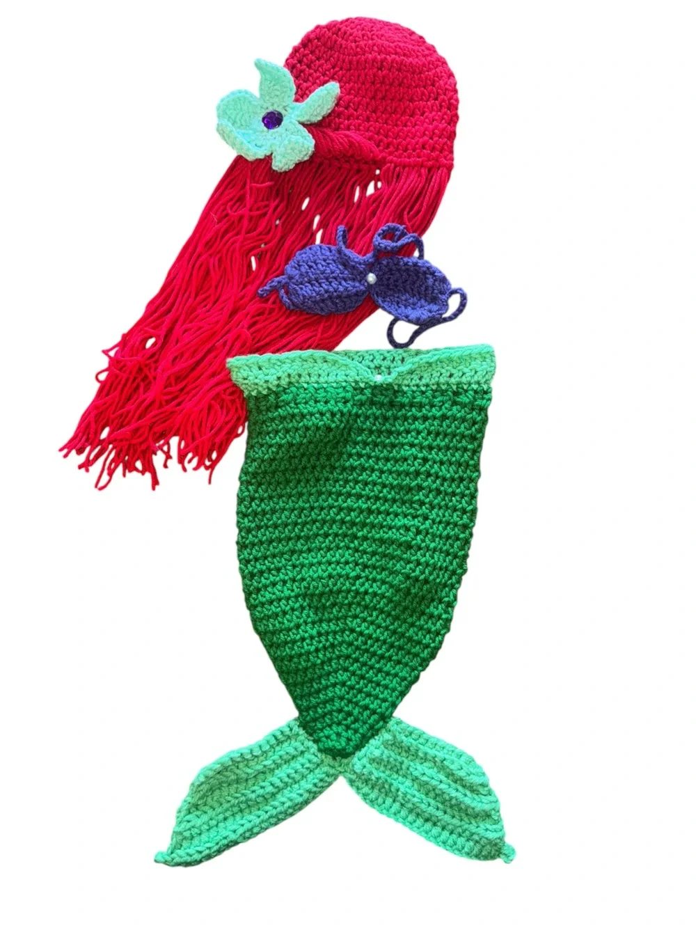 Handmade Crocheted Disney Princess Ariel inspired outfit, best for newborn!